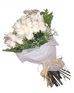 24 white roses bouquet in