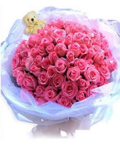 99 Pink Rose w/small teddy